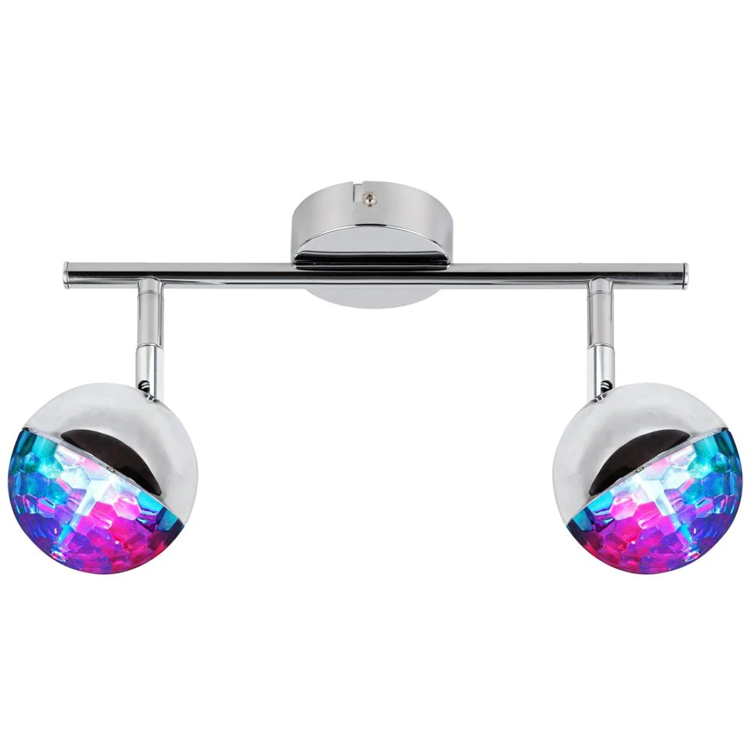 PARTY LAMPA SUFITOWA LISTWA 2X3W LED RGB GŁÓWKA OKRĄGŁA 1E Z PRZEGUBEM KD SYSTEM CHROM