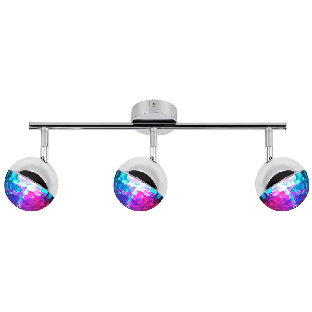 PARTY LAMPA SUFITOWA LISTWA 3X3W LED RGB GŁÓWKA OKRĄGŁA 1E Z PRZEGUBEM KD SYSTEM CHROM