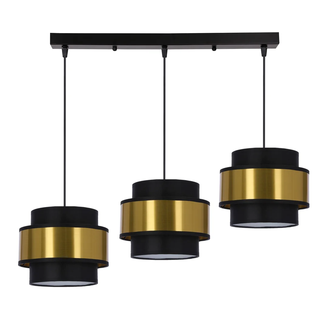Prestige lampa wisząca czarny 3x40w e27 abażur czarny+złoty