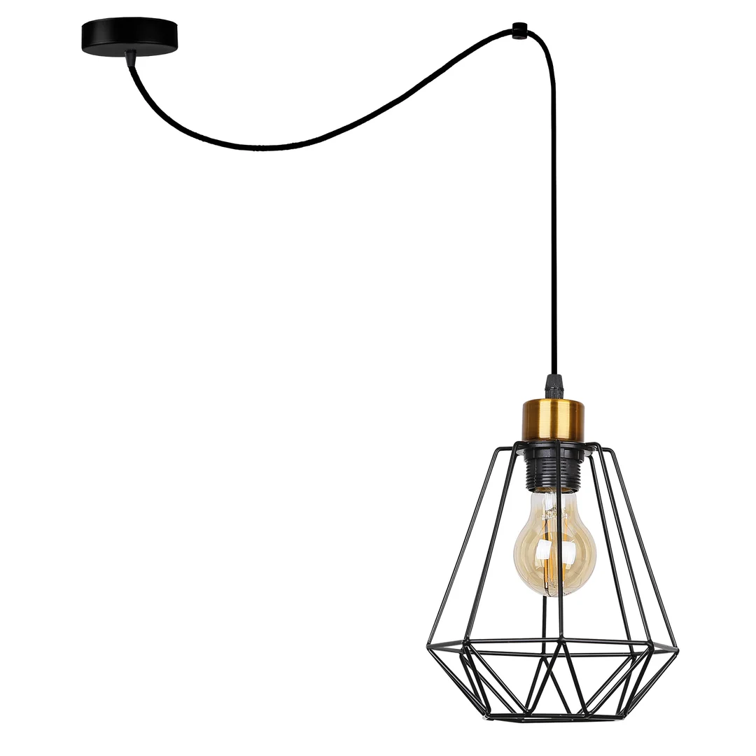 Primo p lampa wisząca czarny+złoty 1x60w e27 klosz czarny