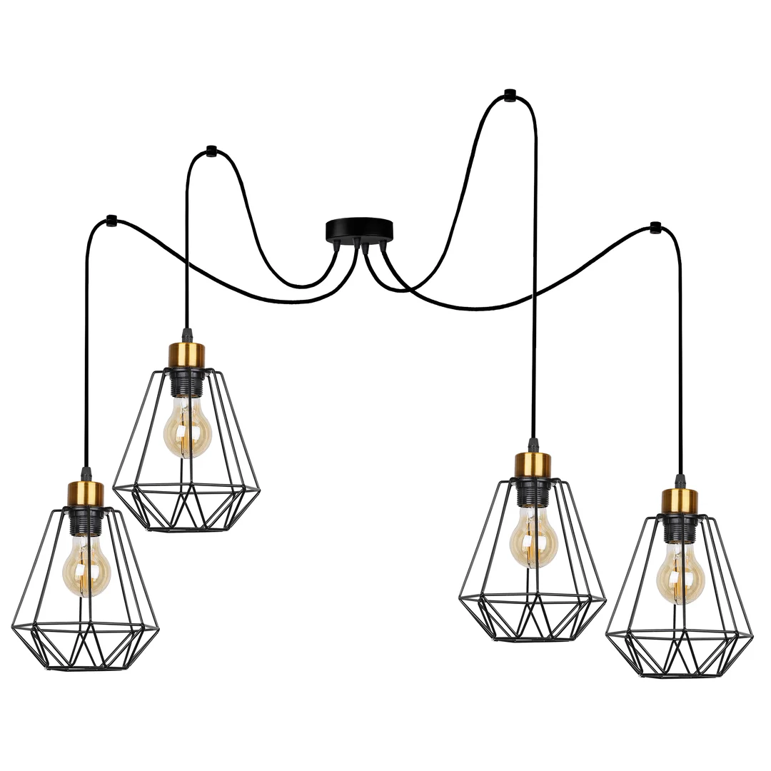 Primo p lampa wisząca czarny+złoty 4x60w e27 klosz czarny