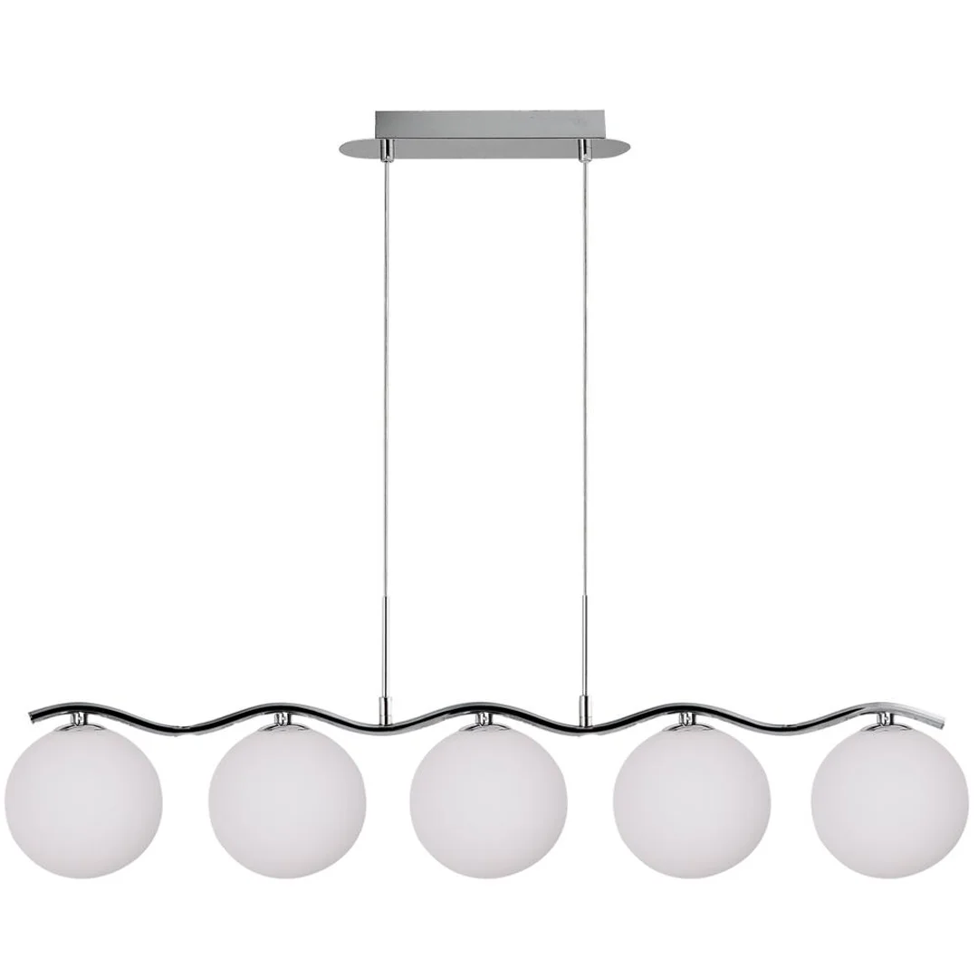 Ramon lampa wisząca chromowy 5x40w g9 klosz biały