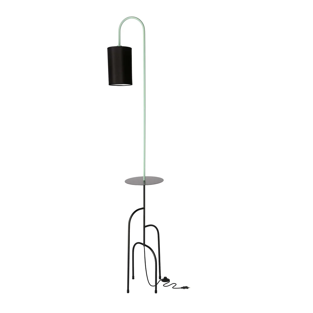 RAVELLO LAMPA PODŁOGOWA CZARNY+ZIELONY 1X40W E14 ABAŻUR CZARNY