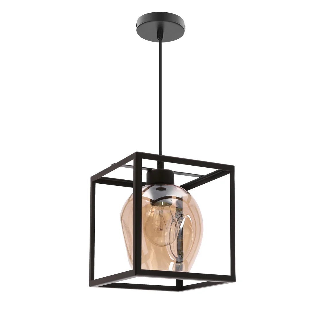 Sater lampa wisząca czarny 1x40W E27 klosz bursztynowy