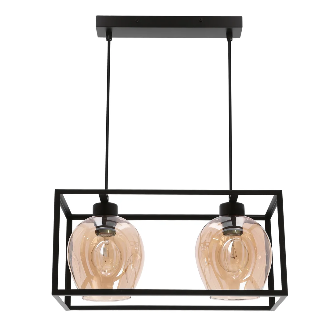 Sater lampa wisząca czarny 2x40W E27 klosz złoty