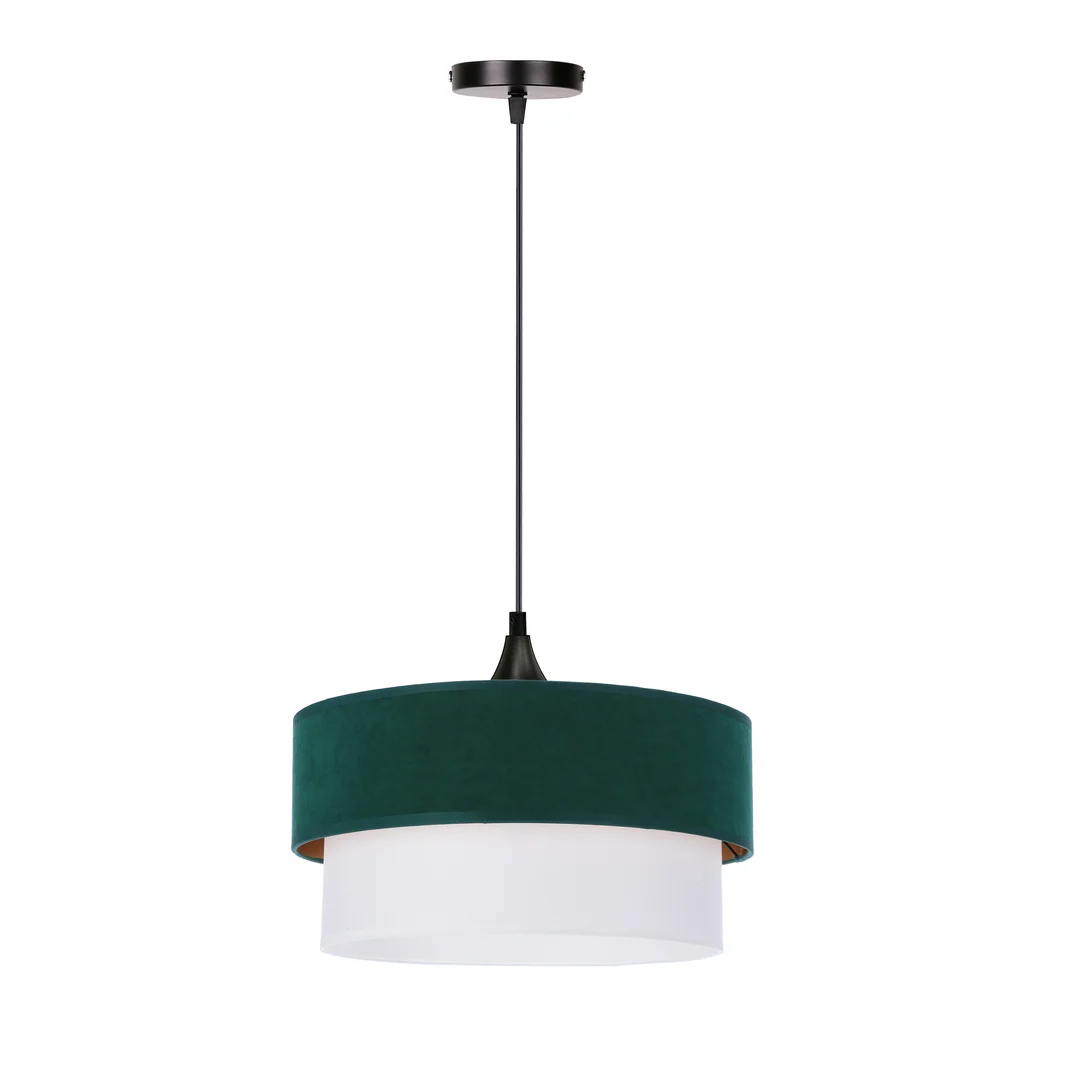 Sinagra lampa wisząca czarny 1x60 e27 abażur duo 35+30 but.zieleńzloto+ biały