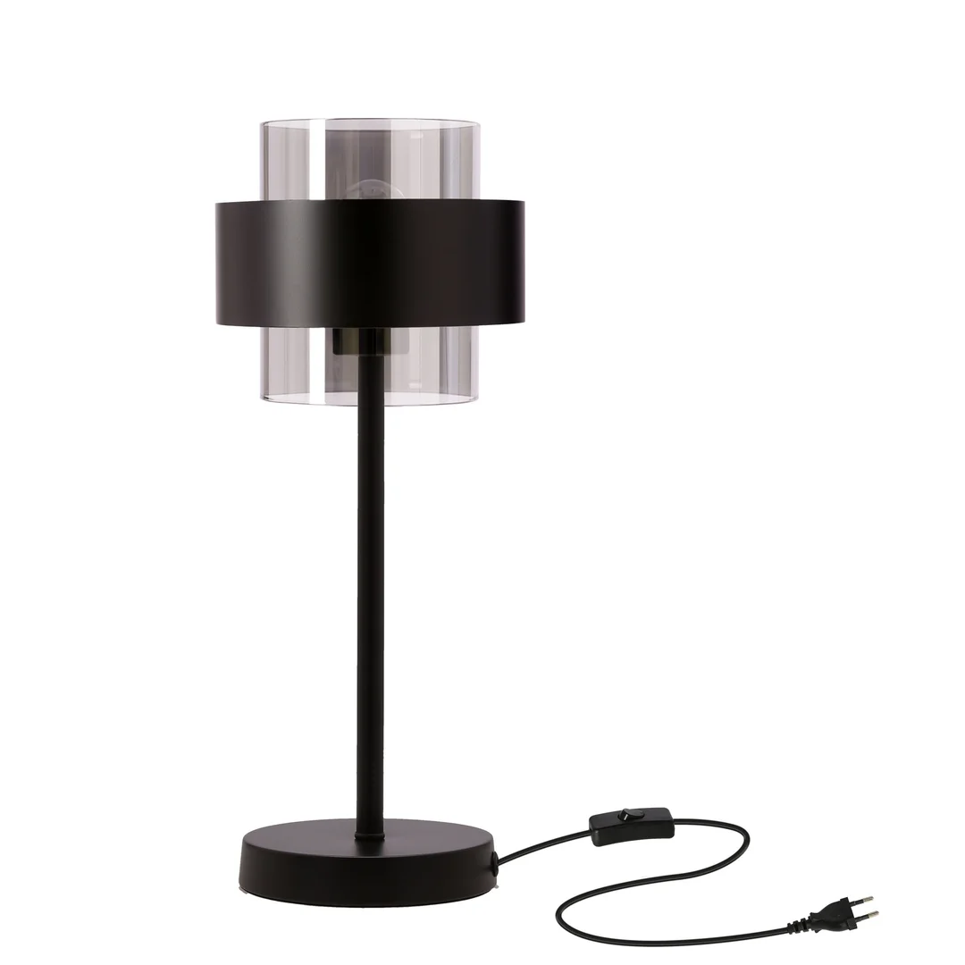 Spiega lampa stołowa czarny 1x60W E27 klosz dymiony