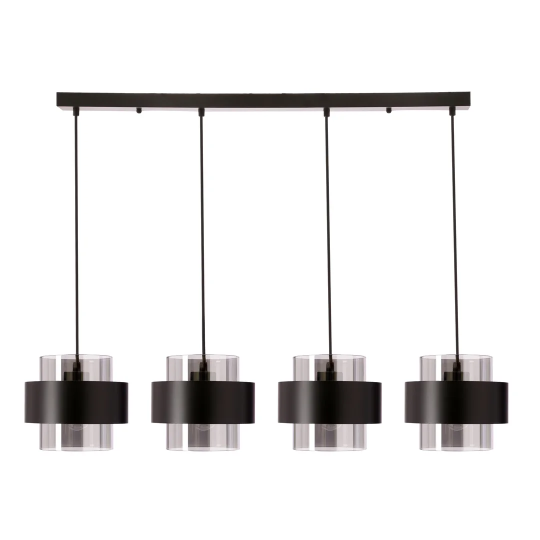 Spiega lampa wisząca czarny 4x60W E27 klosz dymiony