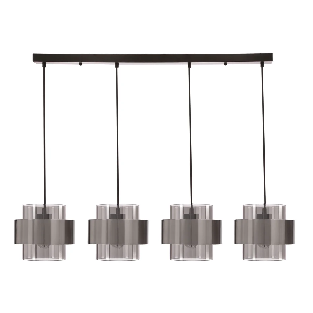Spiega lampa wisząca czarny+satyna nikiel 4x60W E27 klosz dymiony