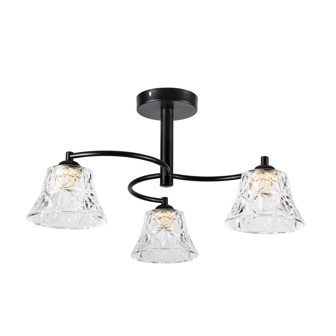 Sudan lampa wisząca czarny 3x40W E27 klosz bezbarwny
