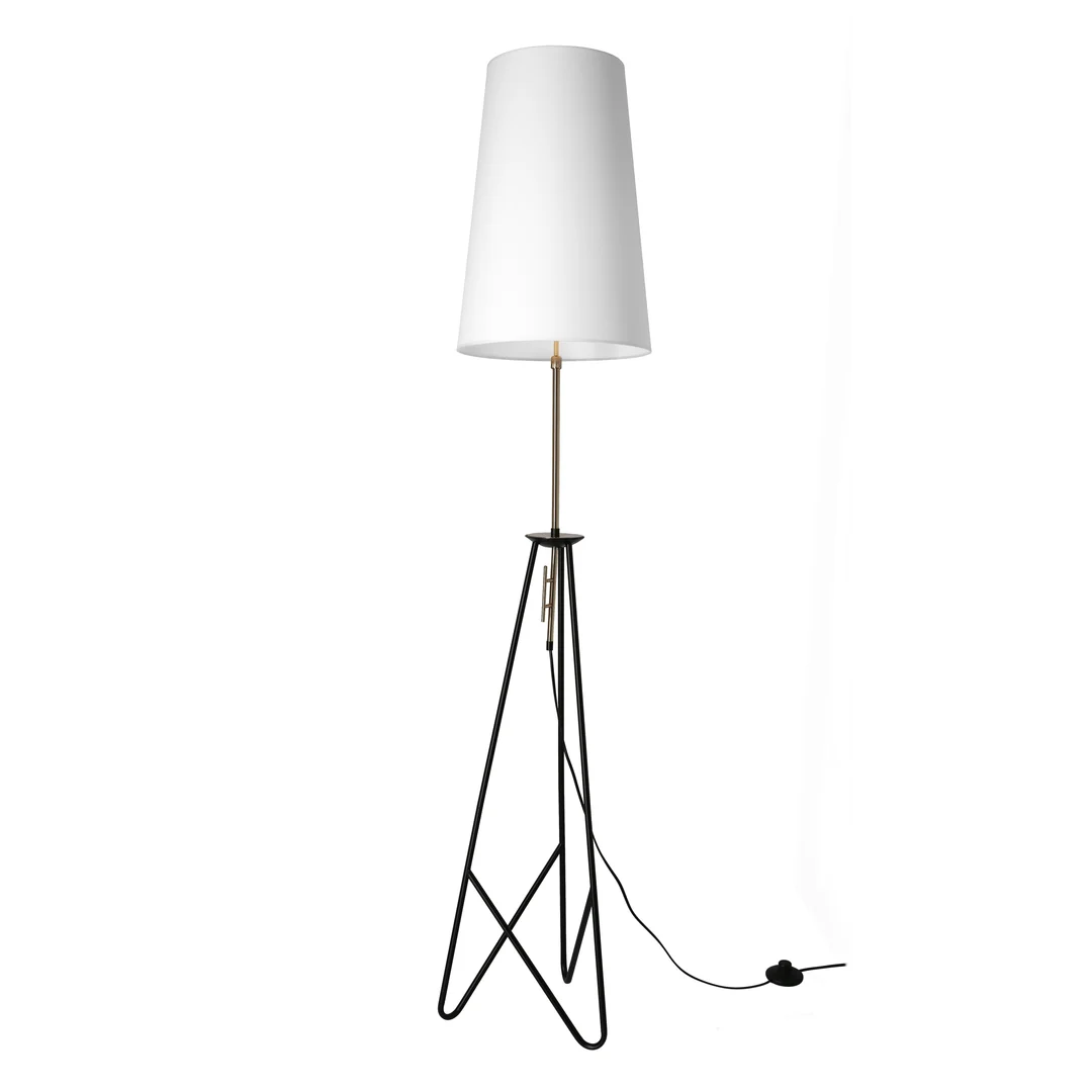 TAFLO LAMPA PODŁOGOWA CZARNO ZŁOTA 1X60W E27 ABAŻUR BIAŁY