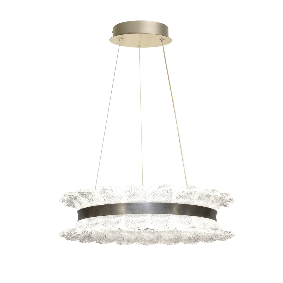 TOLOSA lampa wisząca satyna nikiel 30W LED 3000, 4500,6500K kryształki bezbarwne