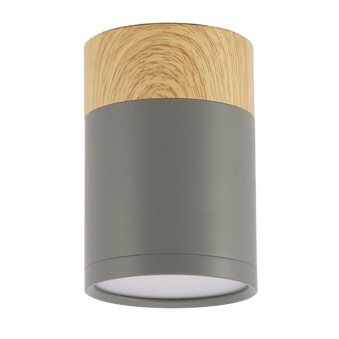 TUBA LAMPA SUFITOWA 1X15W GU10 6,8/10 SZARY+DREWNO
