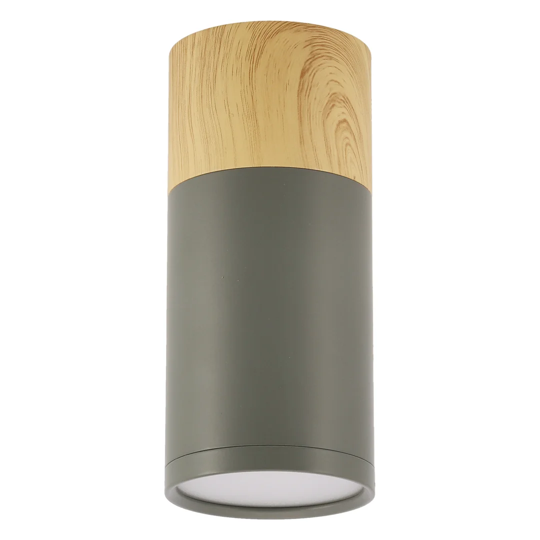 TUBA LAMPA SUFITOWA 1X15W GU10 6,8/15 SZARY+DREWNO