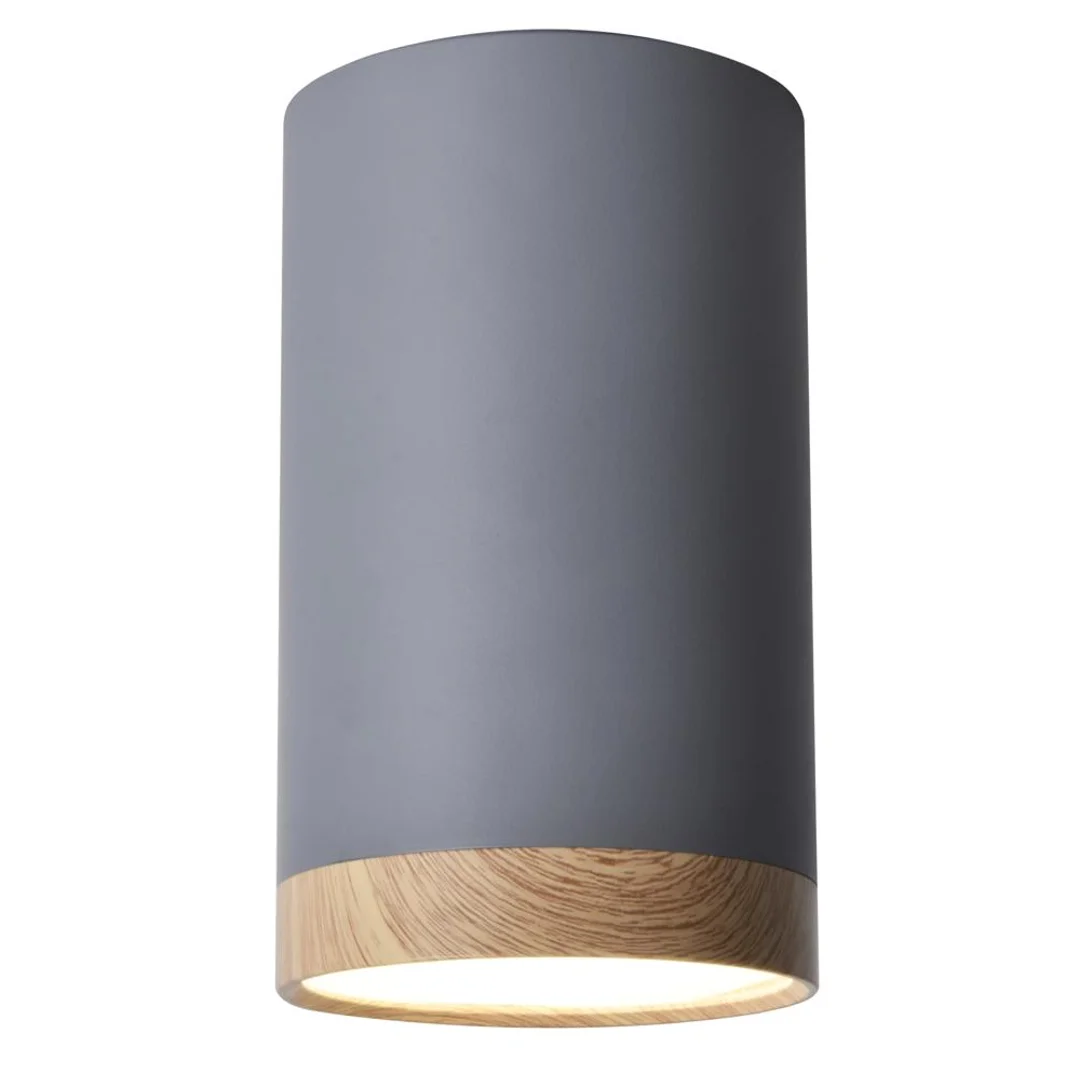 TUBA LAMPA SUFITOWA 9W LED 8,8/15 DREWNIANY+SZARY 4000K