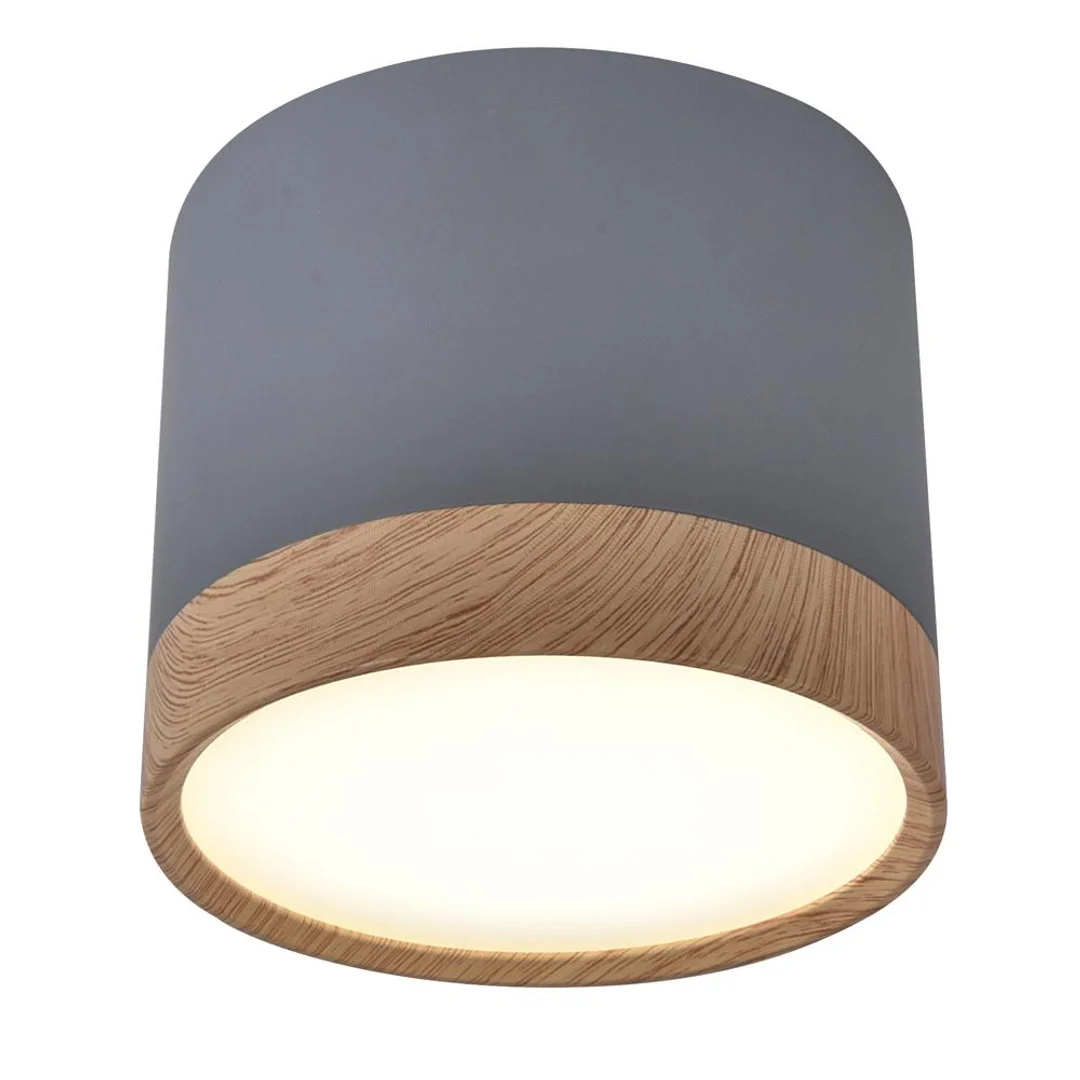 TUBA LAMPA SUFITOWA 9W LED 8,8/7,5 DREWNIANY+SZARY 4000K