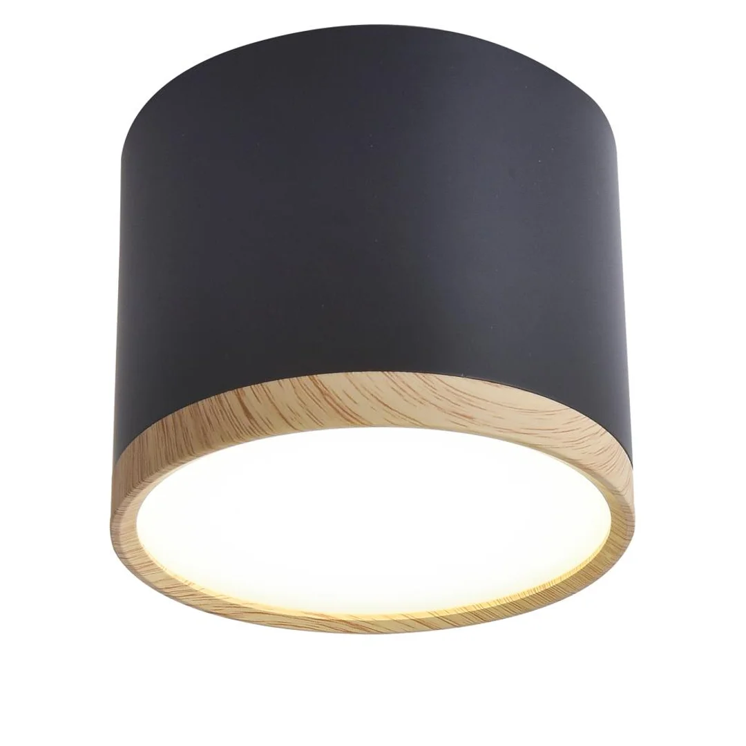 TUBA LAMPA SUFITOWA 9W LED 8,8/7,5 DREWNO+CZARNY 4000K