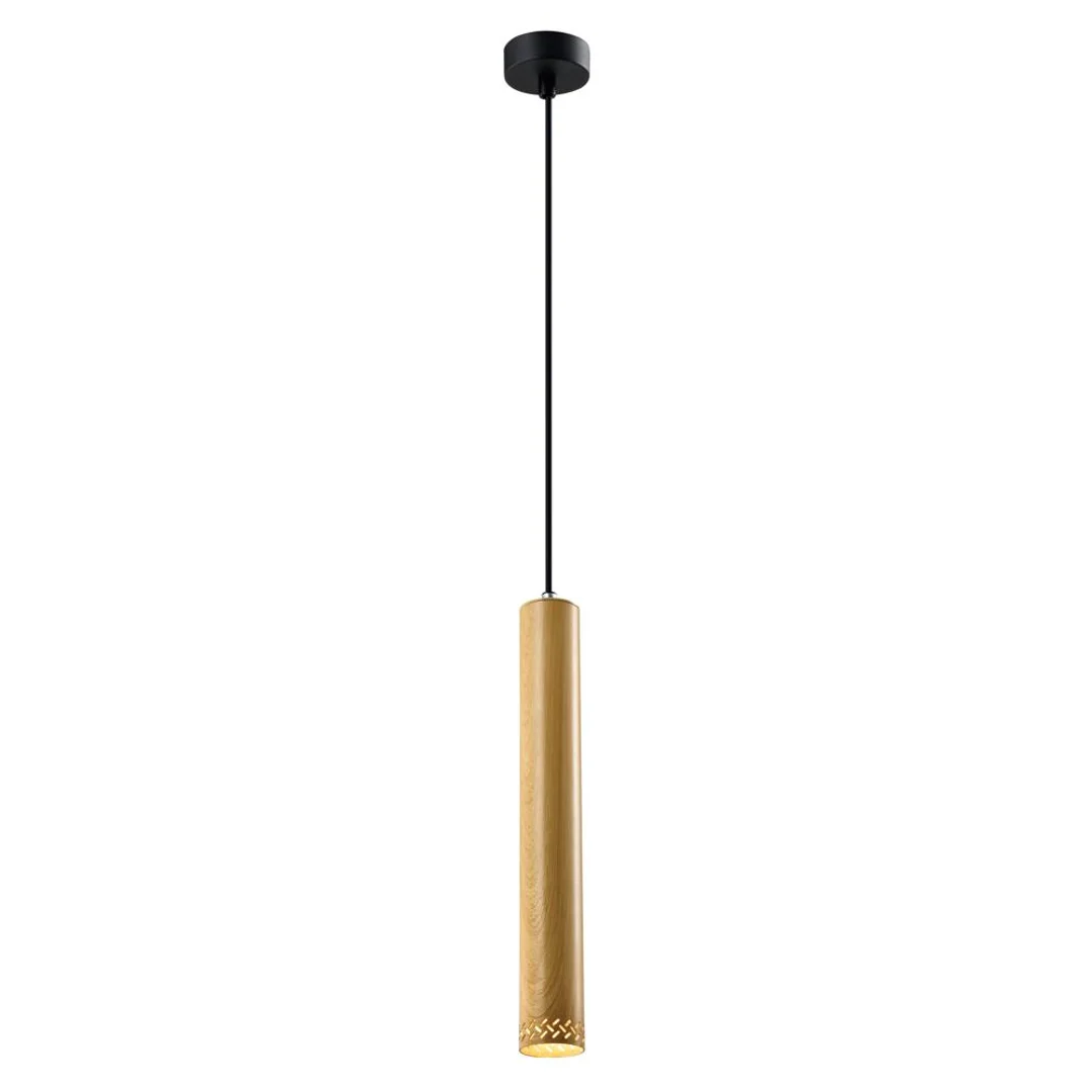 Tubo lampa wisząca czarny 1x25w gu10 klosz 40cm drewniany