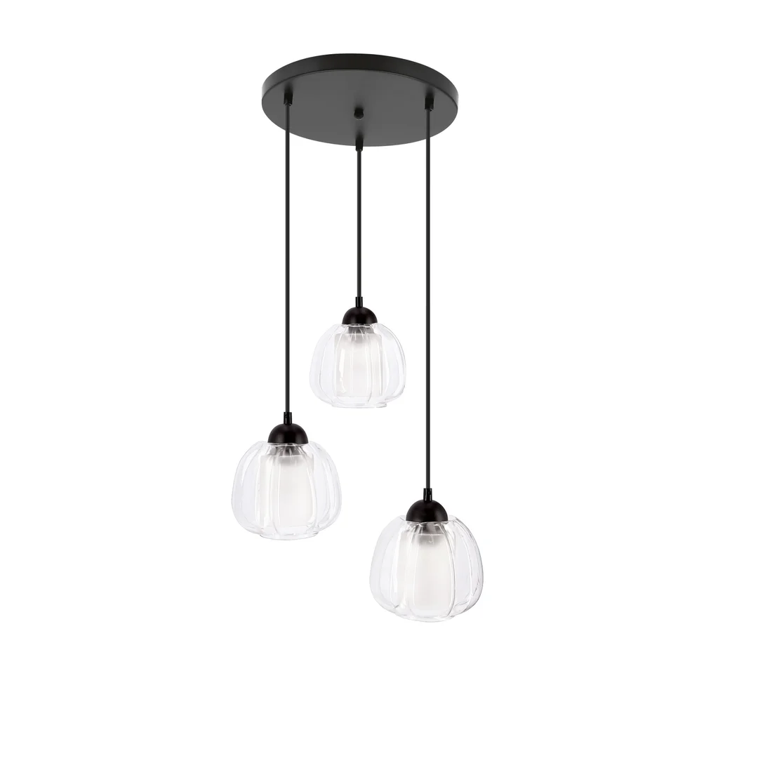 VALERIA lampa wisząca czarny talerz 3x40W E27 klosz bezbarwny
