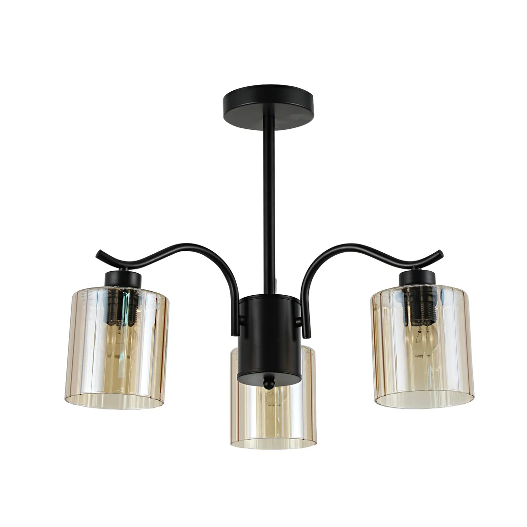Visto lampa wisząca czarny 3x40W E27 klosz bursztynowy