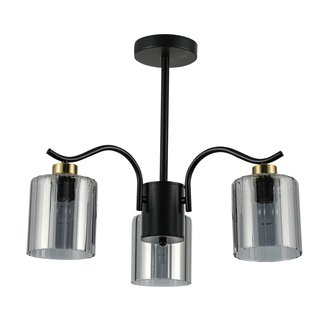 Visto lampa wisząca czarny 3x40W E27 klosz dymiony
