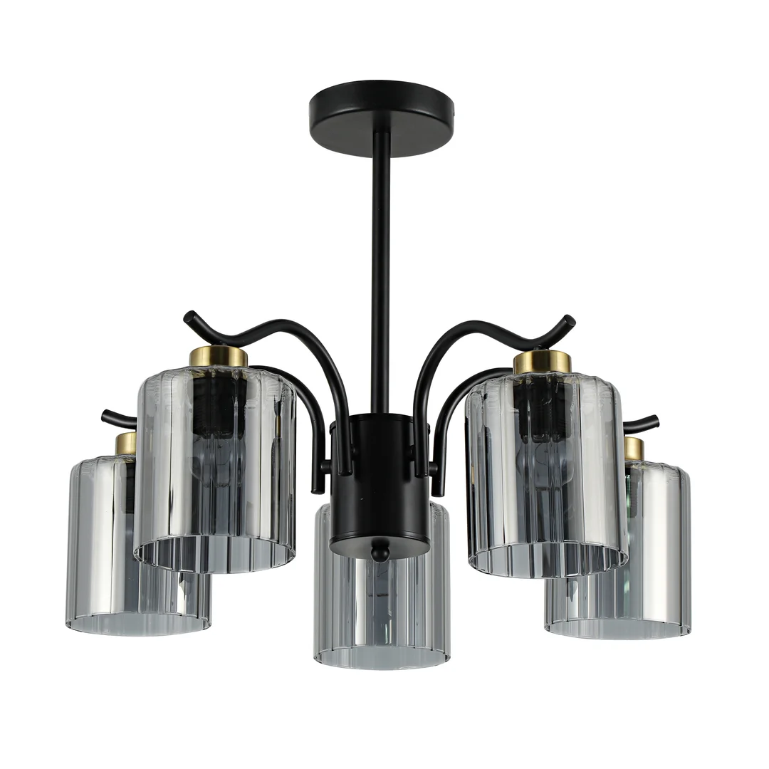 Visto lampa wisząca czarny 5x40W E27 klosz dymiony