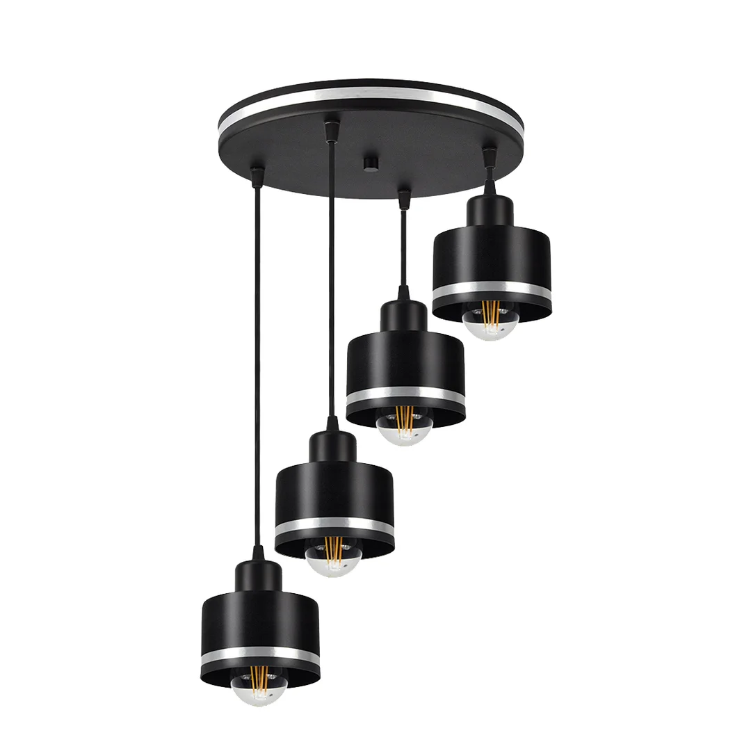 Wama lampa wisząca czarny 4x40w e27 klosz czarny+srebrny