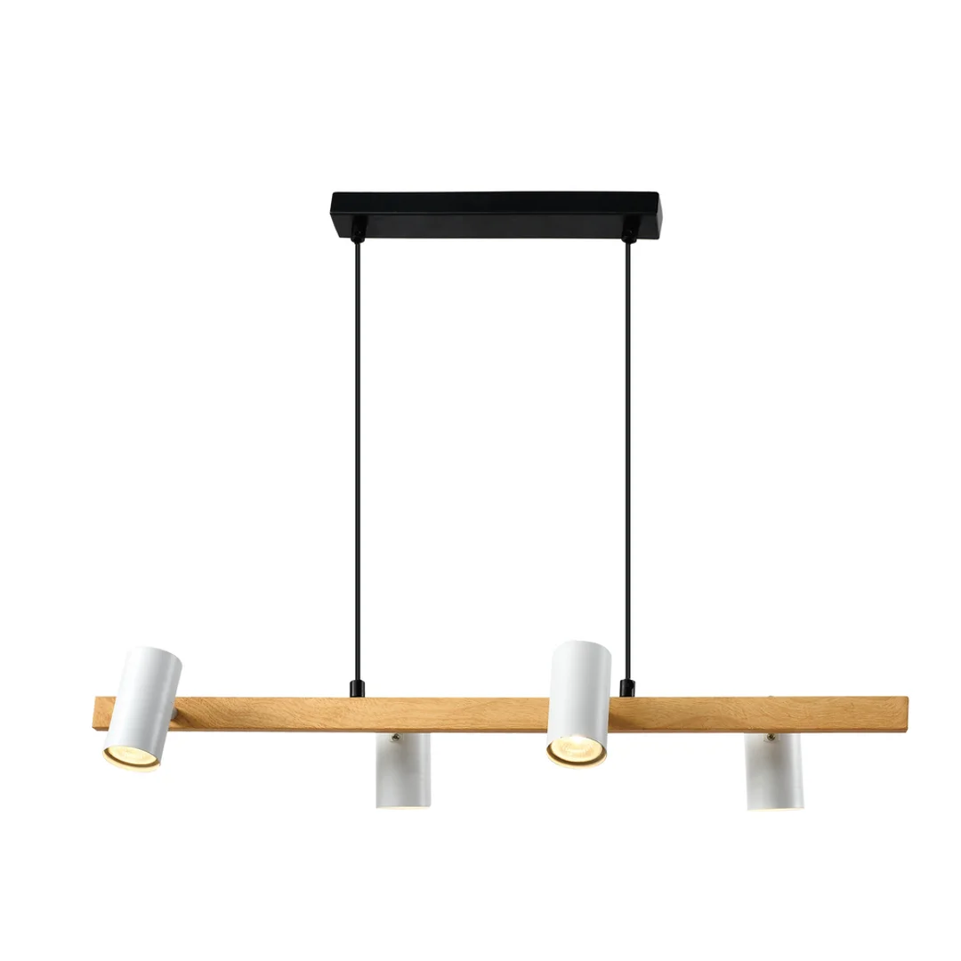 Xilo lampa sufitowa czarny+drewniany 4x25W GU10 klosz biały