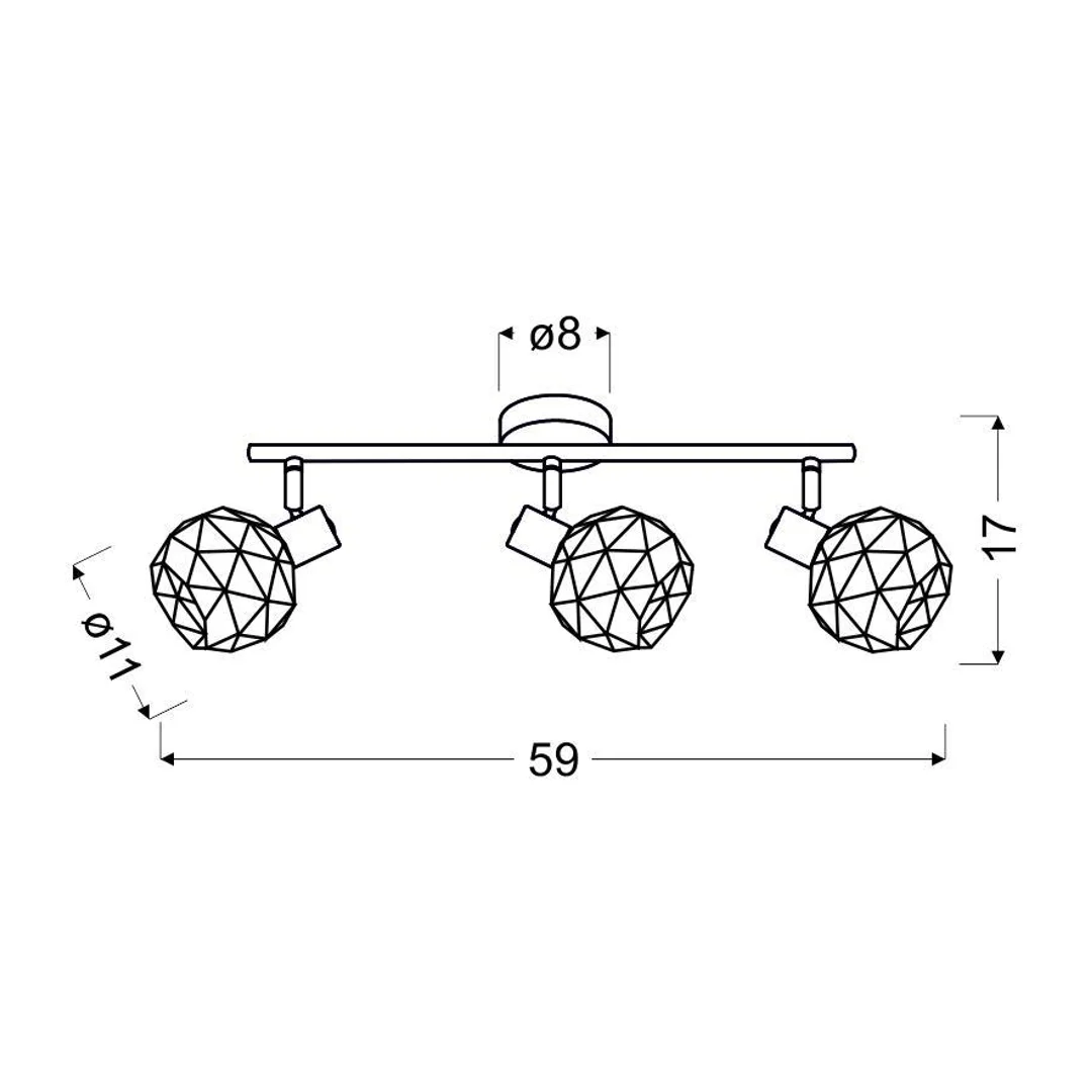 ACROBAT LAMPA SUFITOWA LISTWA 3X40W E14 CZARNY KLOSZ ZŁOTY — zdjęcie 4