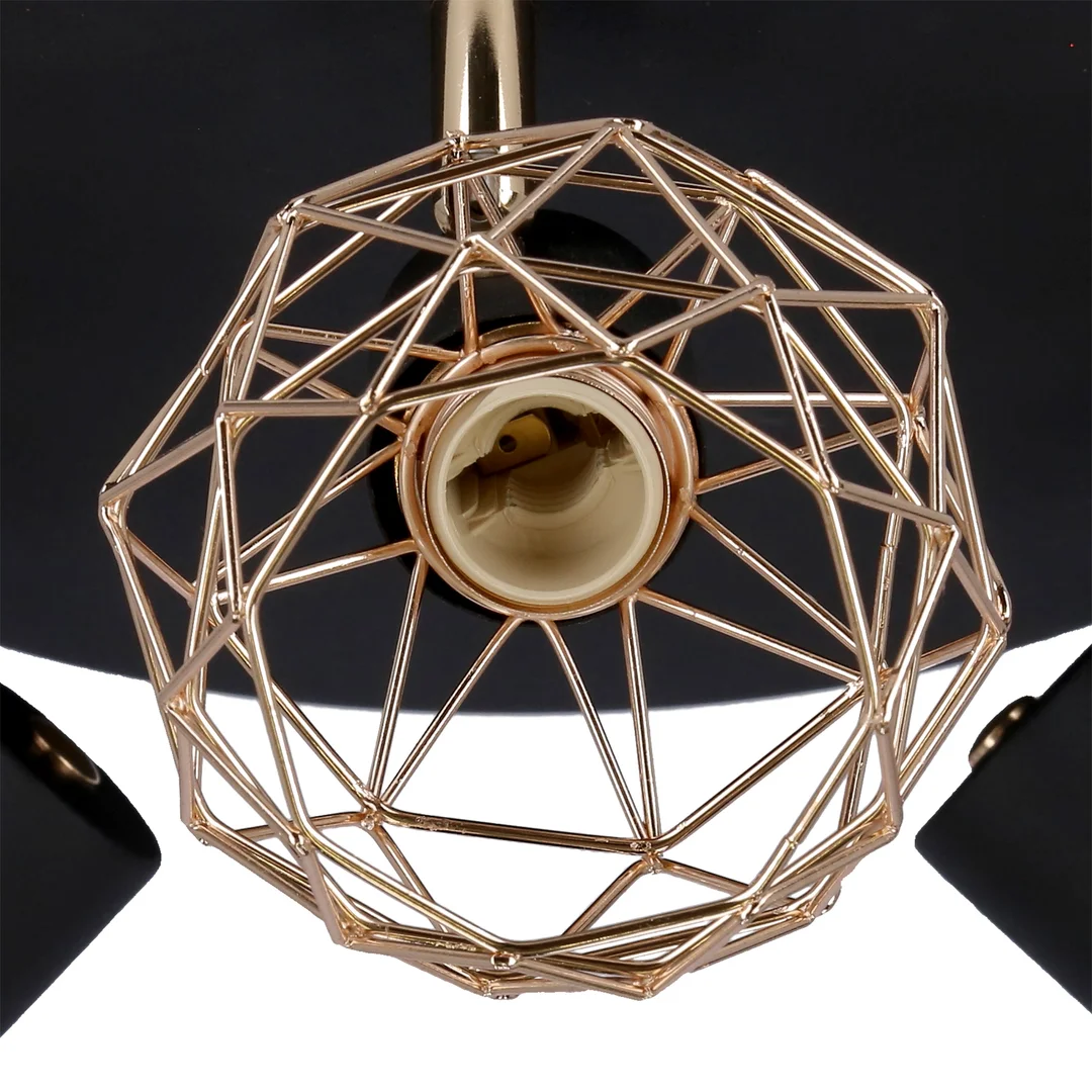 ACROBAT LAMPA SUFITOWA PLAFON 3X40W E14 CZARNY KLOSZ ZŁOTY — zdjęcie 2