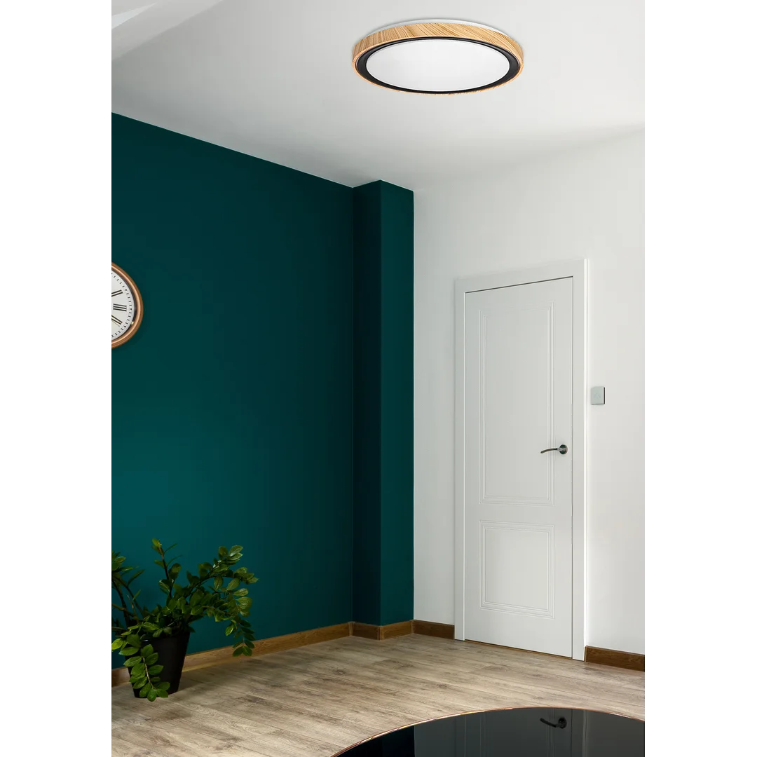 Aflo lampa sufitowa plafon drewn+czarny 24W LED 3000/4000/6000K 38cm klosz biały — zdjęcie 2