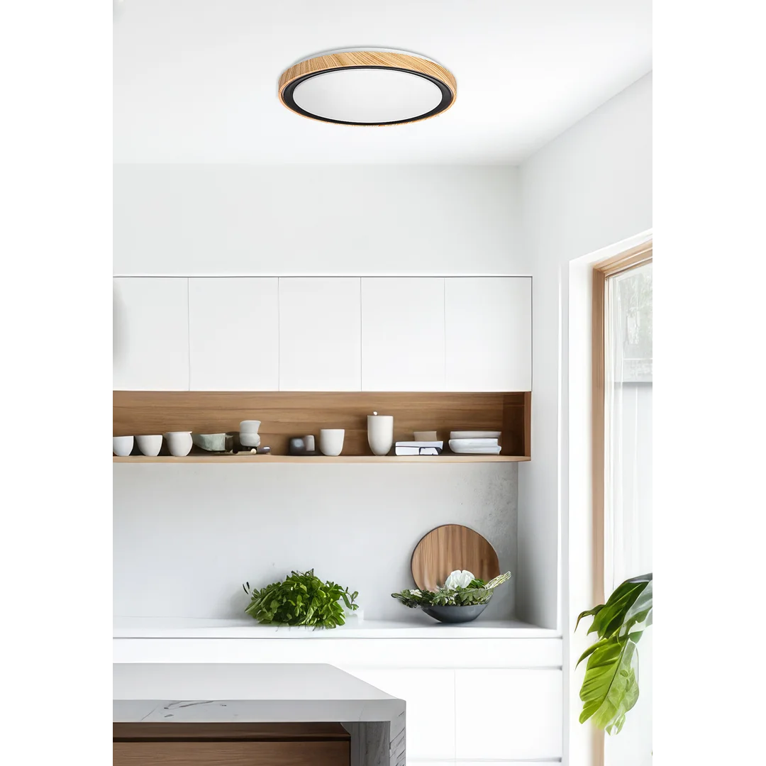 Aflo lampa sufitowa plafon drewn+czarny 24W LED 3000/4000/6000K 38cm klosz biały — zdjęcie 3