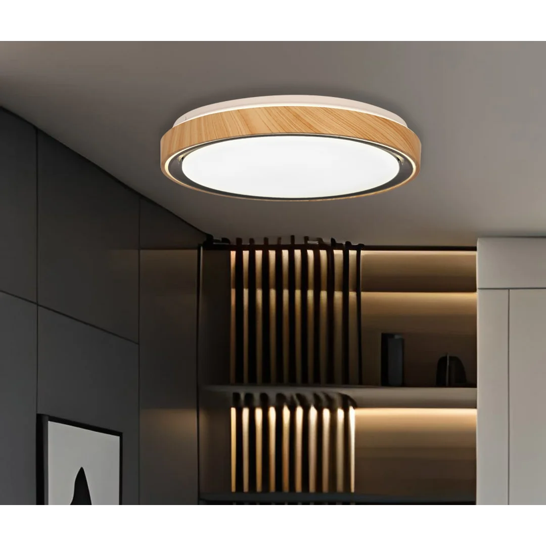 Aflo lampa sufitowa plafon drewn+czarny 24W LED 3000/4000/6000K 38cm klosz biały — zdjęcie 5