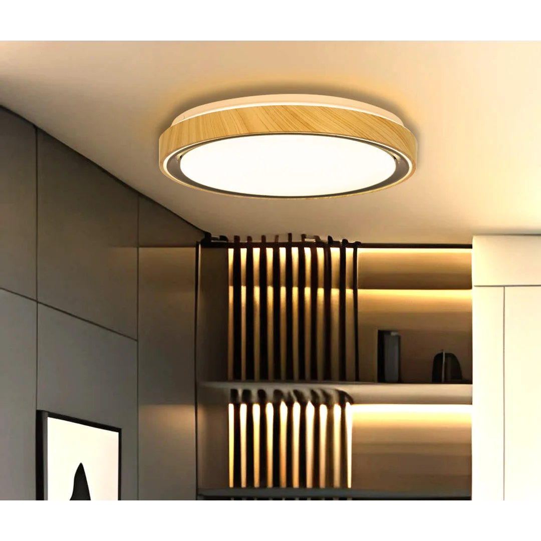 Aflo lampa sufitowa plafon drewn+czarny 24W LED 3000/4000/6000K 38cm klosz biały — zdjęcie 6