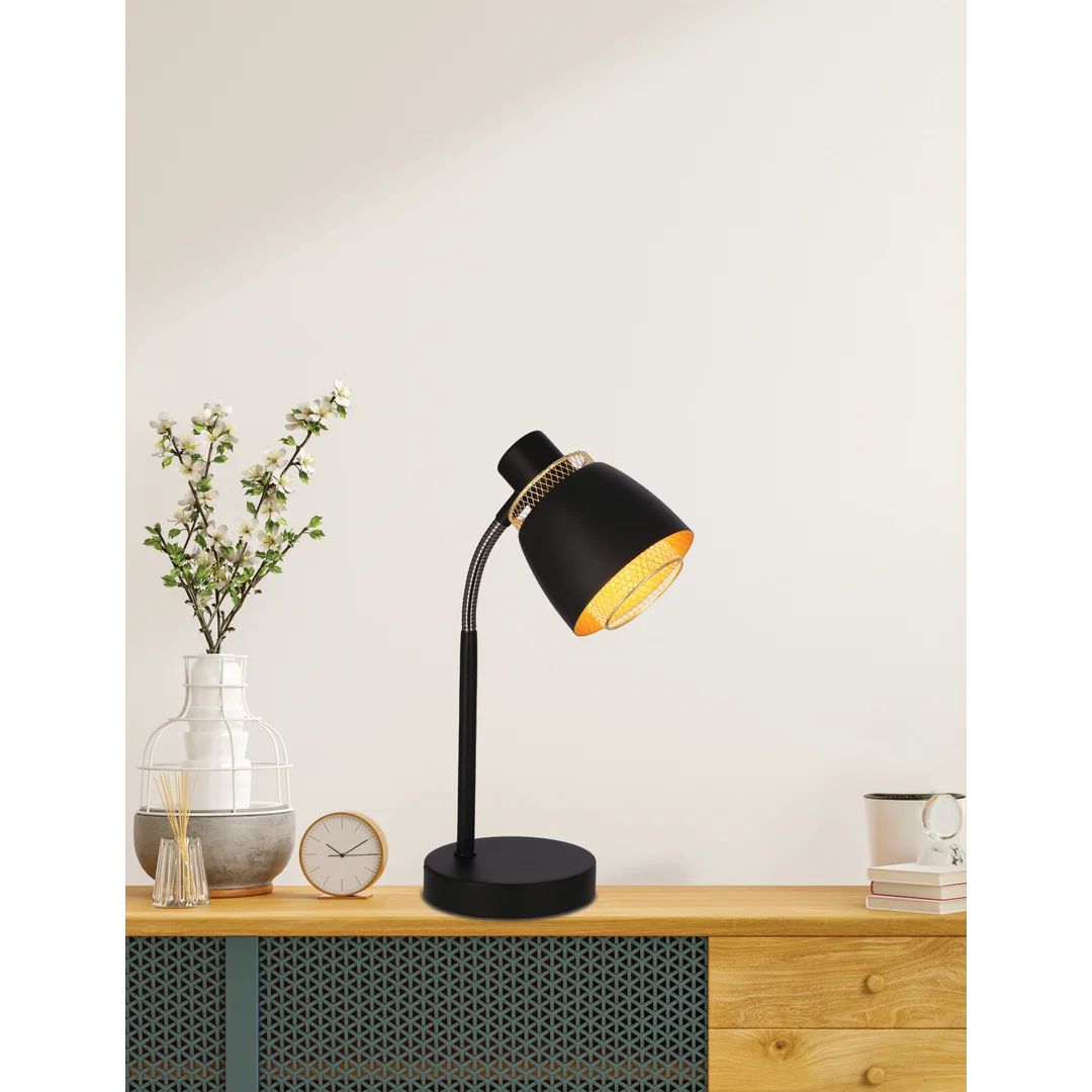 Aleksandria lampa stołowa czarny 1x40w e14 klosz czarny+złoty — zdjęcie 2