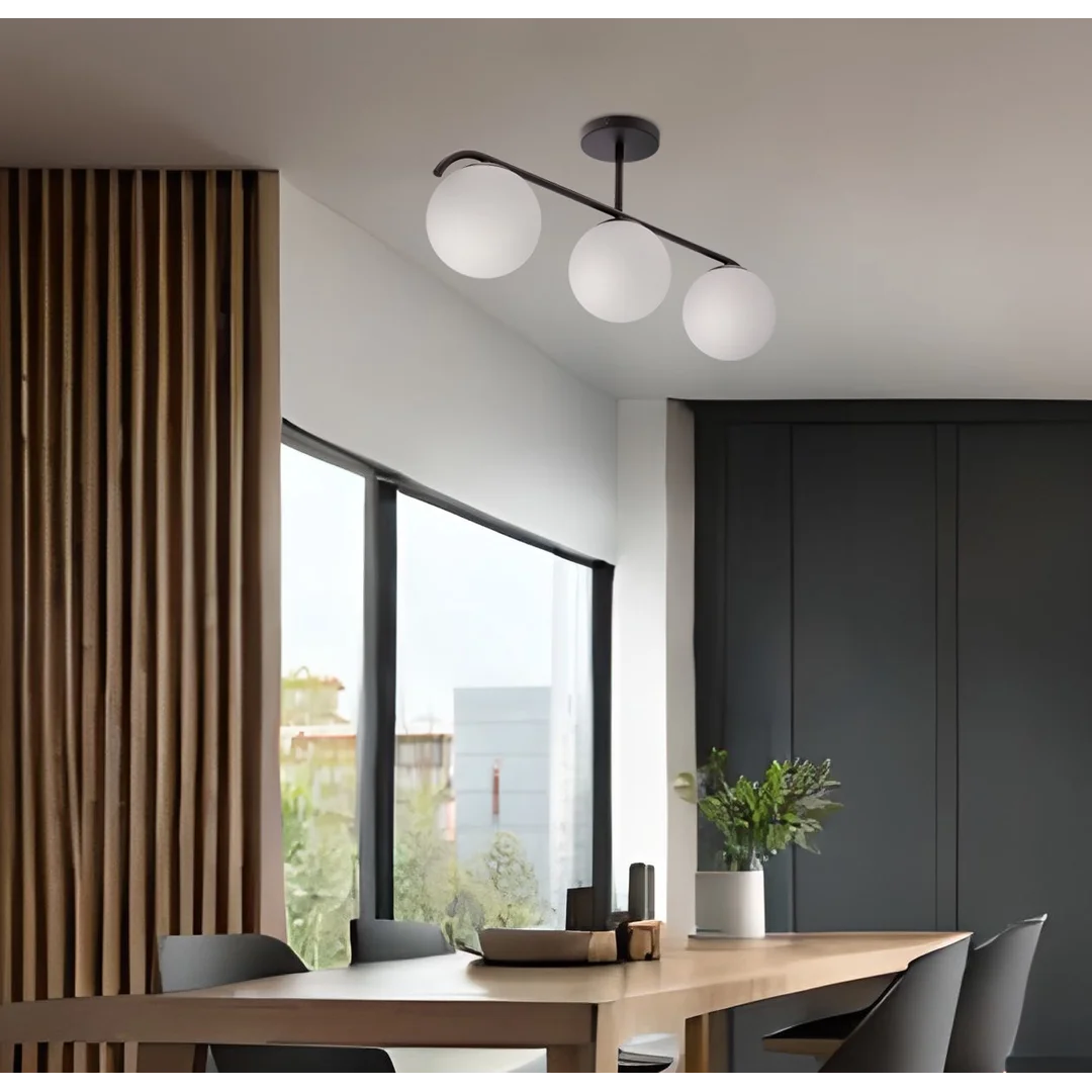 AMADEO lampa sufitowa czarny 3x40W E14 klosz biały — zdjęcie 2