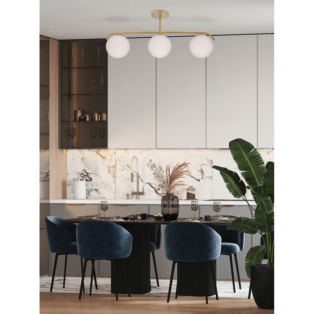AMADEO lampa sufitowa mosiężny 3x40W E14 klosz biały — zdjęcie 2