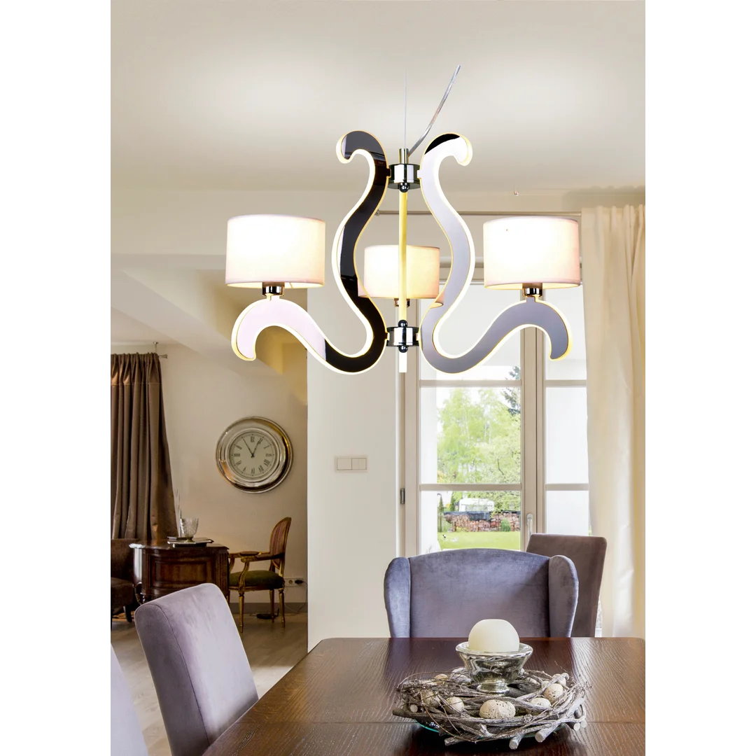 AMBROSIA 1 LAMPA WISZĄCA 3X40W E14 + 18,4W LED CHROM — zdjęcie 3