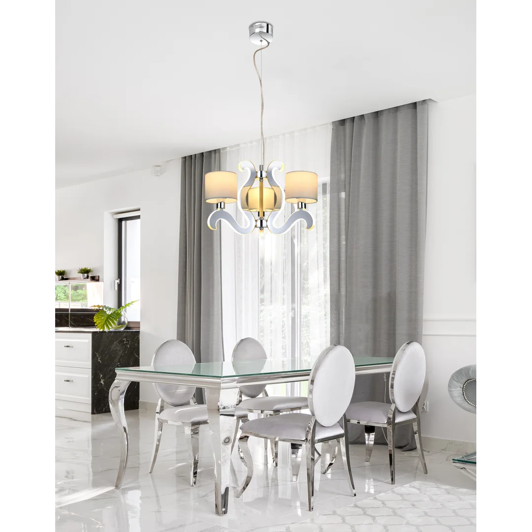 AMBROSIA 1 LAMPA WISZĄCA 3X40W E14 + 18,4W LED CHROM — zdjęcie 6