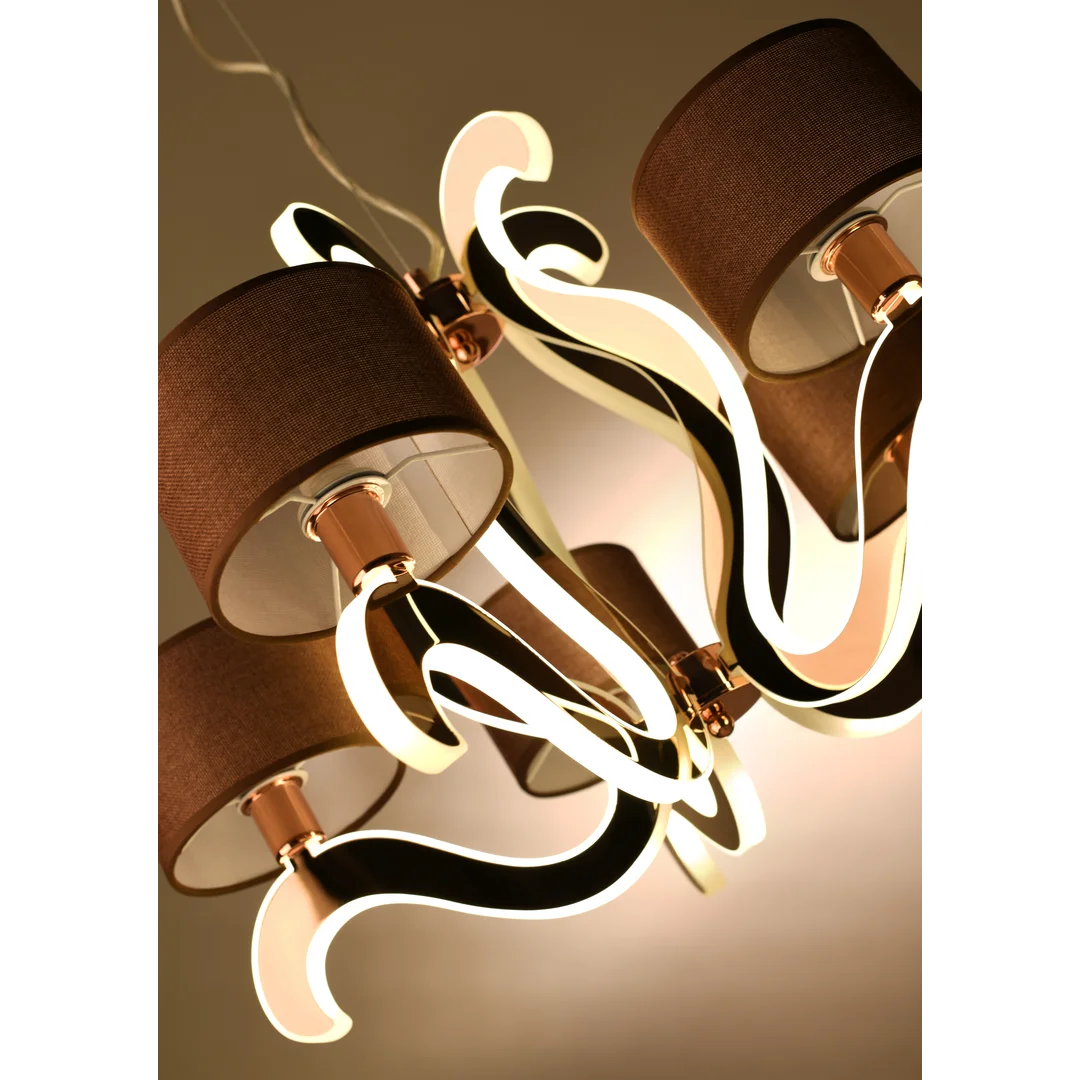 AMBROSIA 3 LAMPA WISZĄCA 5X40W E14 + 43,4W LED MIEDZIANY — zdjęcie 2