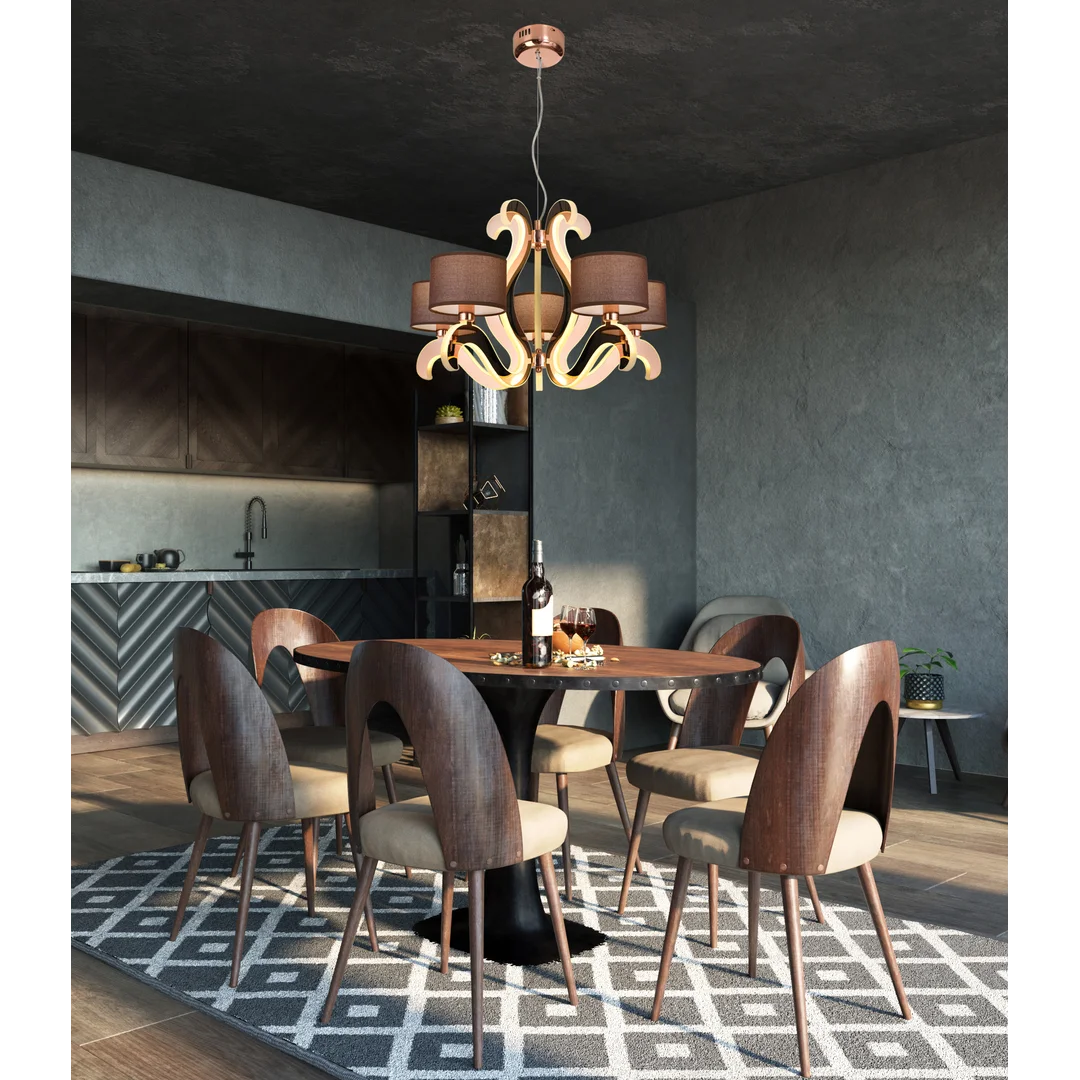 AMBROSIA 3 LAMPA WISZĄCA 5X40W E14 + 43,4W LED MIEDZIANY — zdjęcie 4