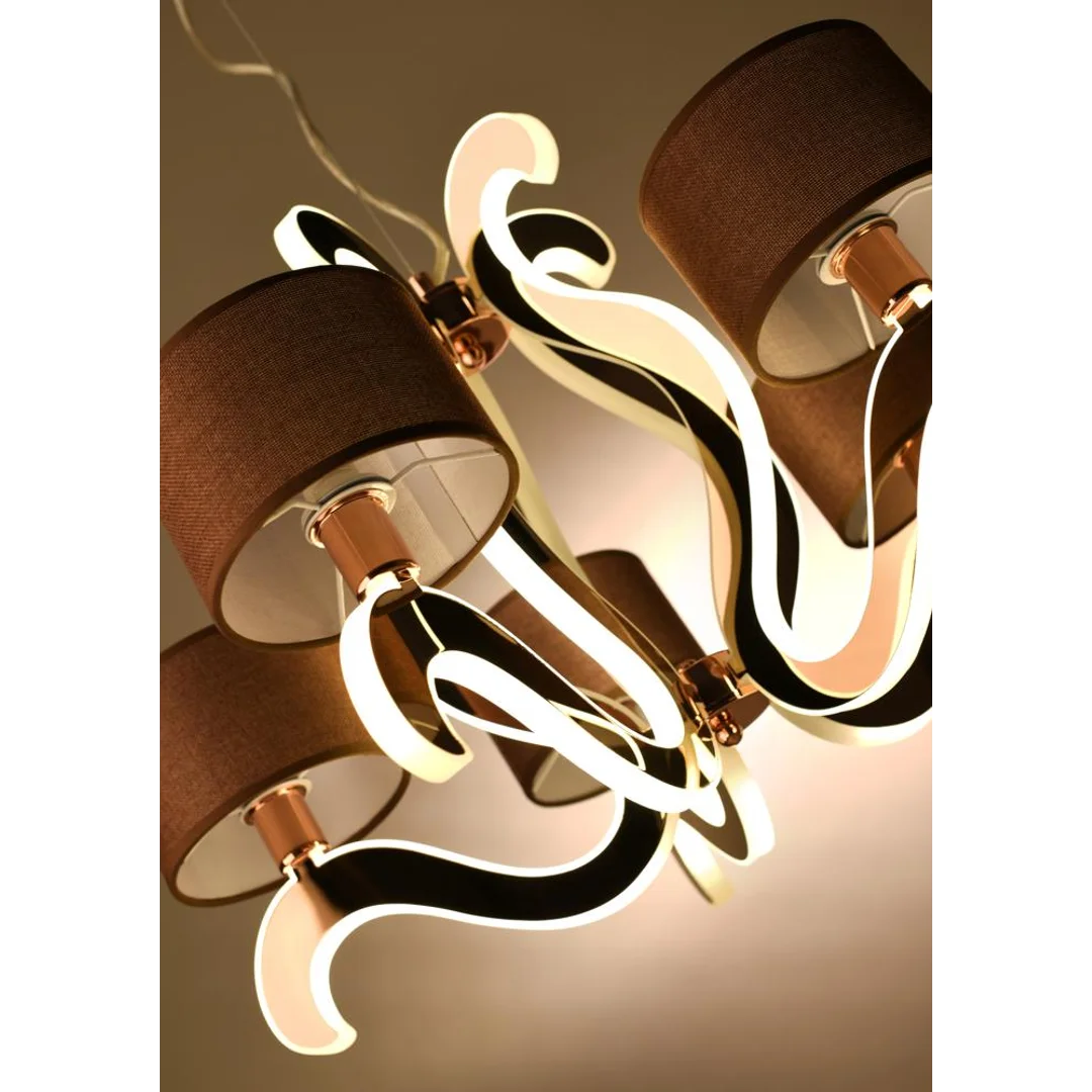 AMBROSIA 3 LAMPA WISZĄCA 5X40W E14 + 43,4W LED MIEDZIANY — zdjęcie 6