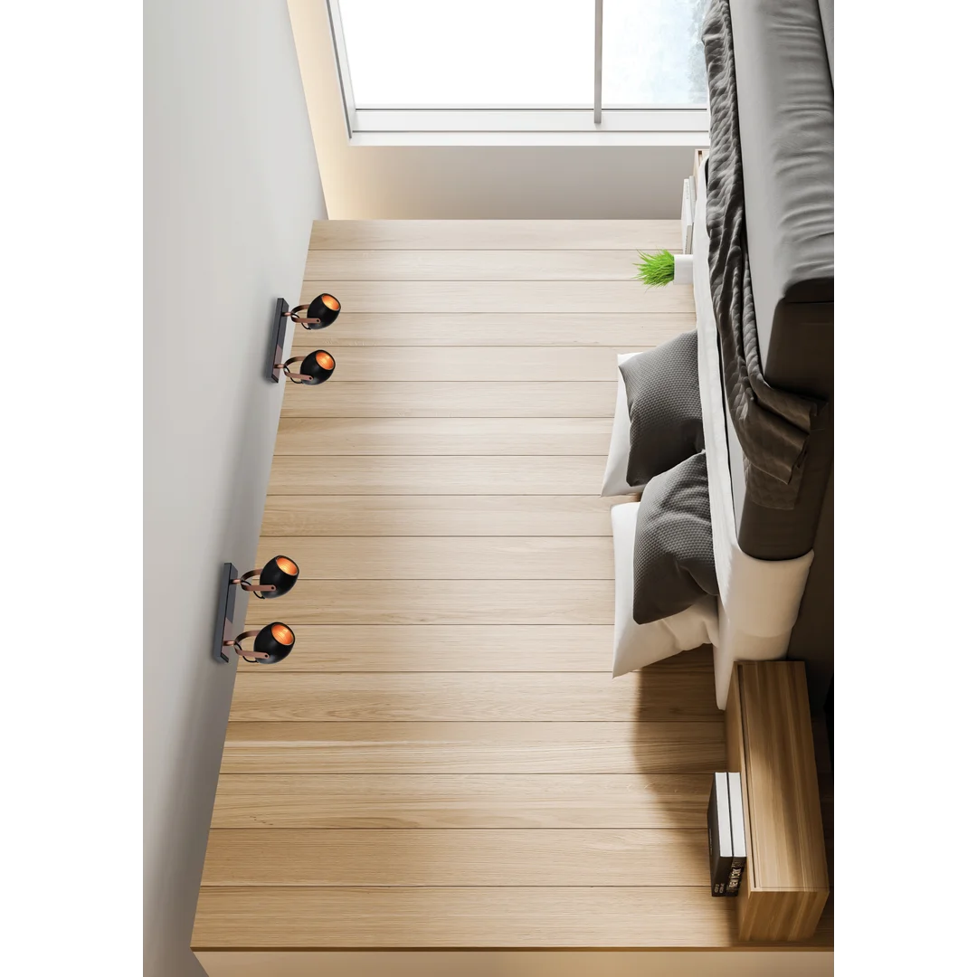 Anica lampa sufitowa listwa czarny 2x40w e14 odbłyśnik złoty — zdjęcie 2