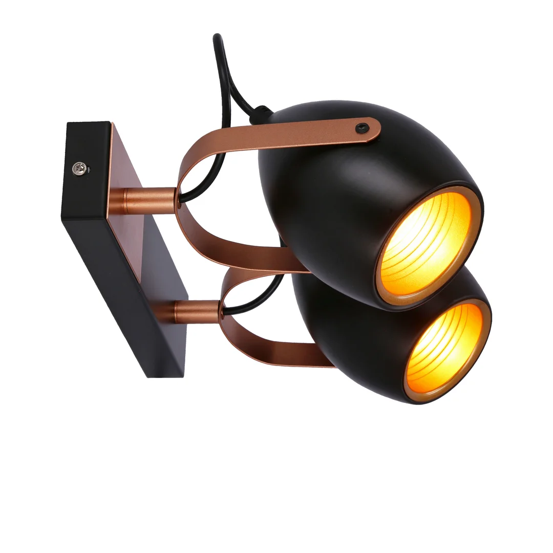 Anica lampa sufitowa listwa czarny 2x40w e14 odbłyśnik złoty — zdjęcie 11