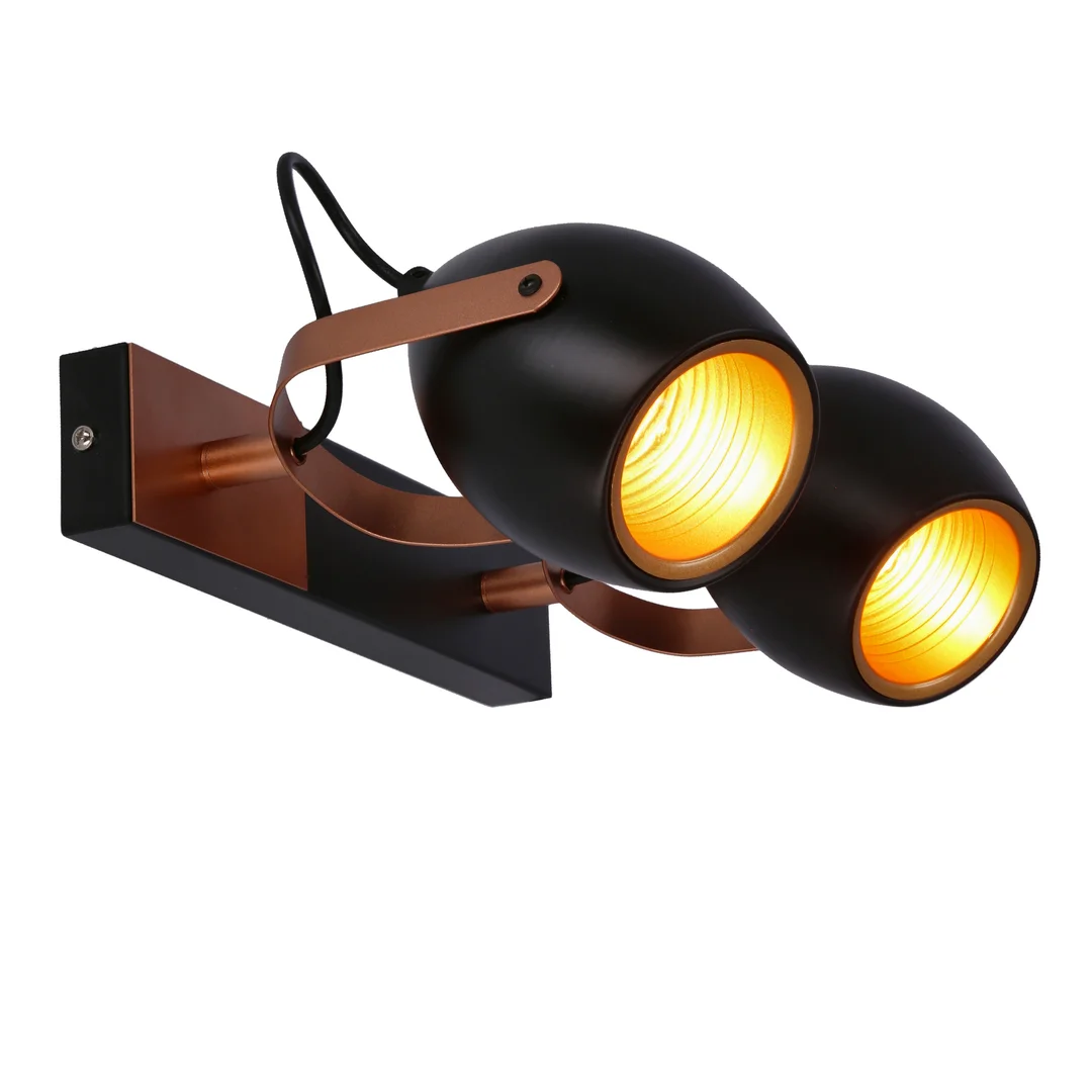 Anica lampa sufitowa listwa czarny 2x40w e14 odbłyśnik złoty — zdjęcie 12