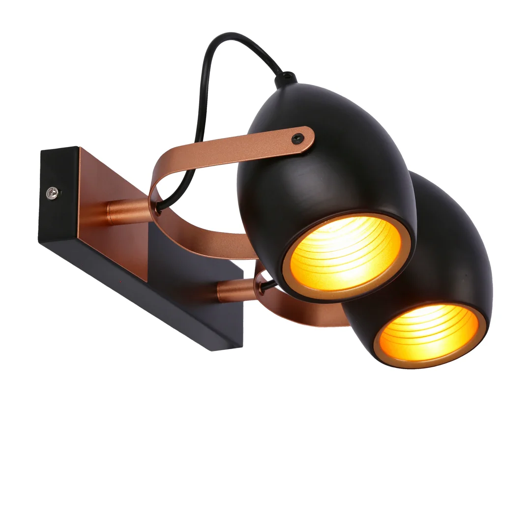 Anica lampa sufitowa listwa czarny 2x40w e14 odbłyśnik złoty — zdjęcie 13