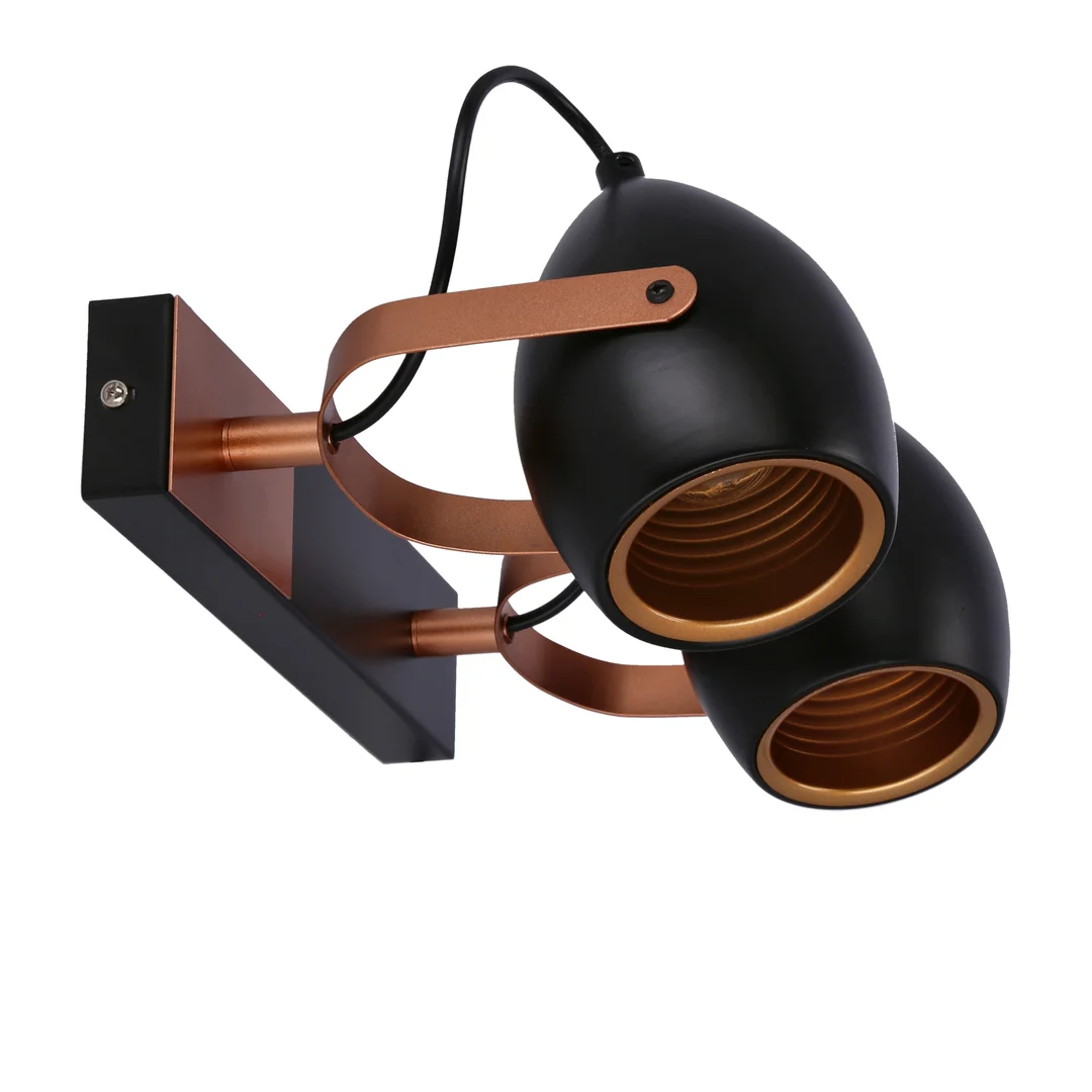 Anica lampa sufitowa listwa czarny 2x40w e14 odbłyśnik złoty — zdjęcie 10