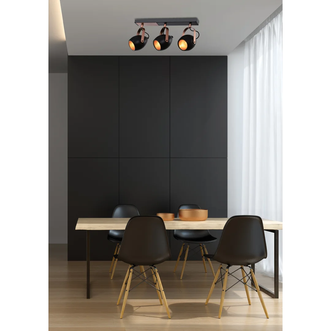 Anica lampa sufitowa listwa czarny 3x40w e14 odbłyśnik złoty — zdjęcie 2