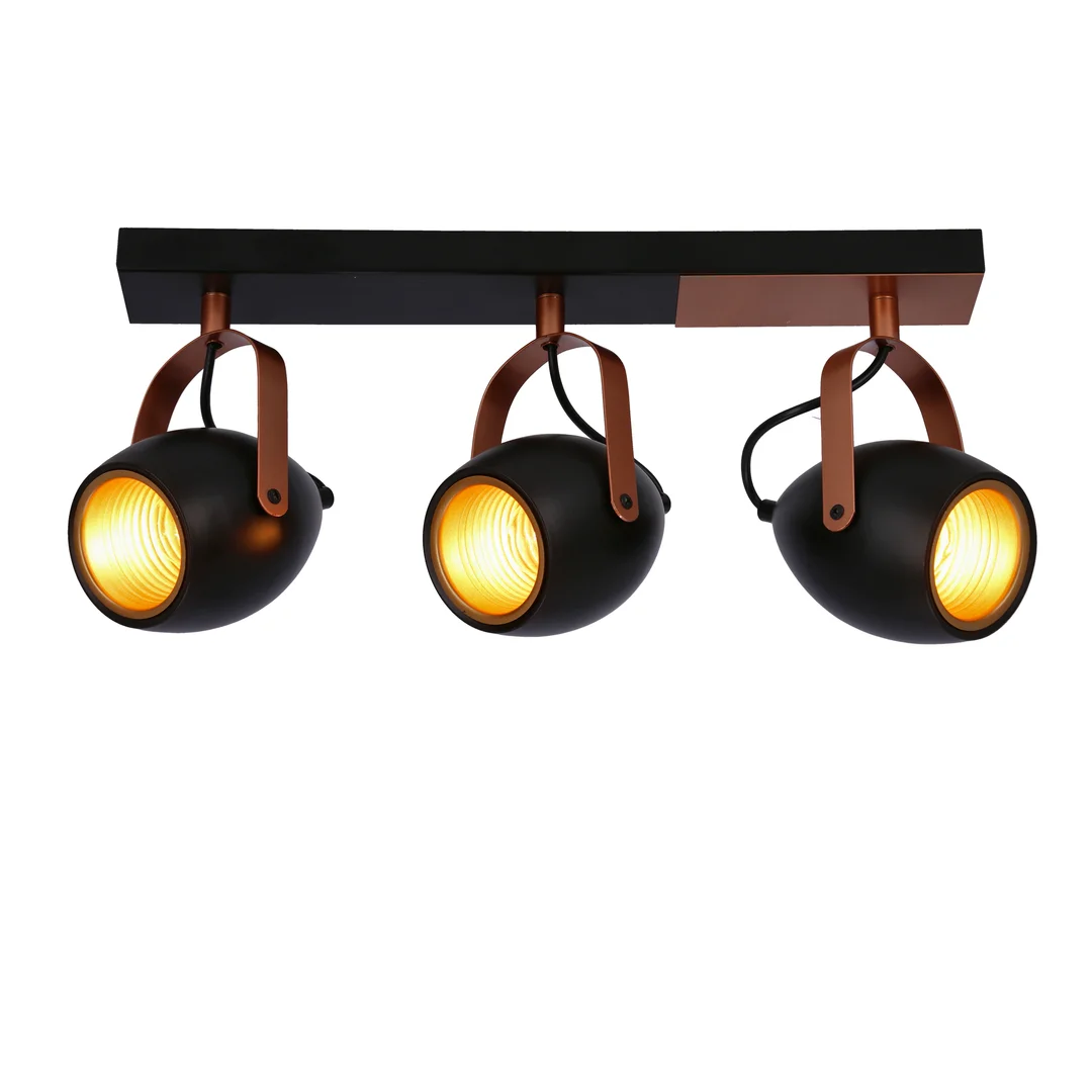 Anica lampa sufitowa listwa czarny 3x40w e14 odbłyśnik złoty — zdjęcie 6