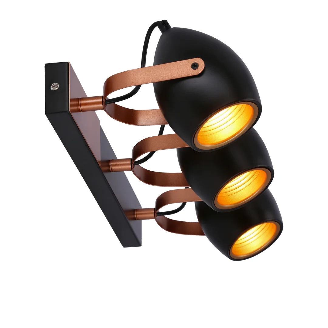 Anica lampa sufitowa listwa czarny 3x40w e14 odbłyśnik złoty — zdjęcie 9